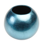 Vase Mango-Holz lackiert rund / hellblau